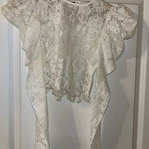 Naked wardrobe white lace CROP top